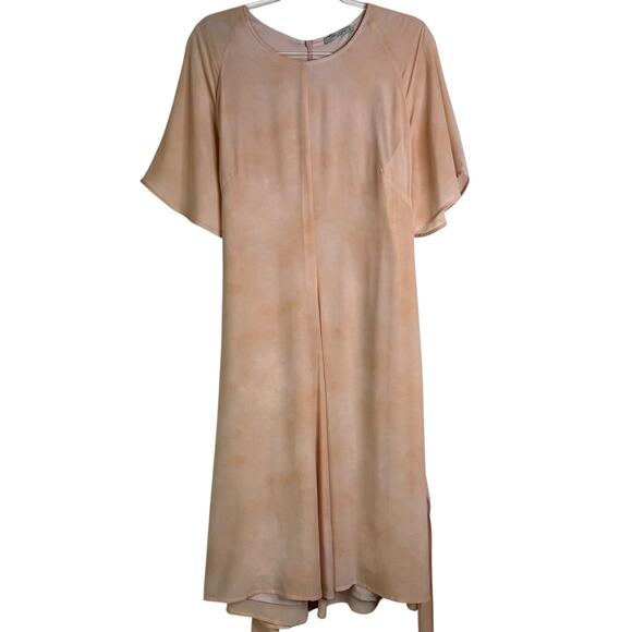MM Lafleur The Jessica Dress Brushstroke Size XL 100% Silk Peach Salmon Career - Picture 5 of 15